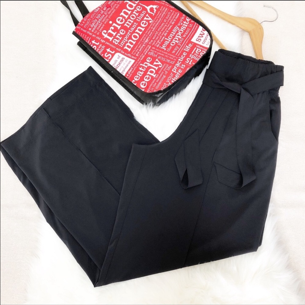 Lululemon Noir Pant Wide Leg Hi Waist Black Belt